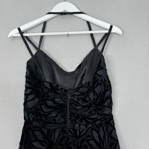 Vintage Badgley Mischka Womens Dress 2 Black Velvet Burnout Whimsigoth Fairy Y2K - Picture 10 of 13